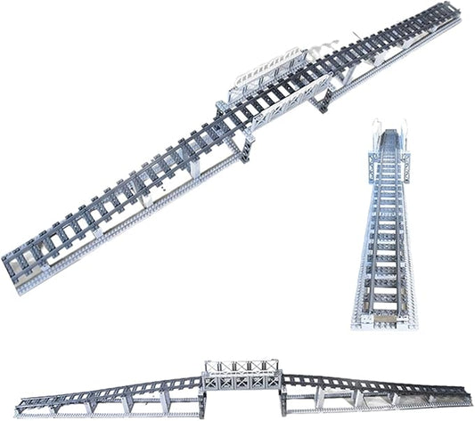 202 Pcs City Train Tracks Building Block Set Compatible with Lego,Train Tracks Accessories Set,Train Track Bridge Uphill and Downhill Set
