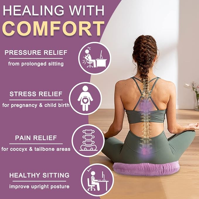 Stuffed Donut Pillow Seat Cushion | for Tailbone and Coccyx Pain, Hemorrhoids, Bed Sores, Pregnancy, Prostate, Surgery Recovery, Sitting Pressure Relief, for Home, Office and Car (Fuchsia pink)