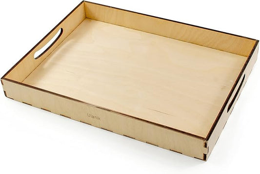 Ulanik Sorting Tray Toddler Montessori Toys for 3 Year Old + Kids Wooden Montessori Tray for Preschool Learning Color Sorting and Counting — No Sections