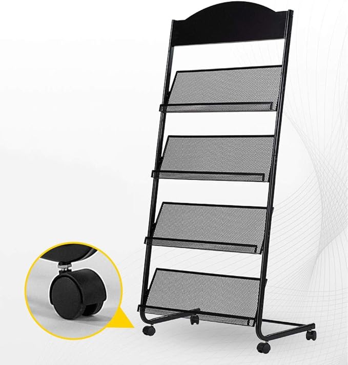 Iron Simple Floor-Standing Magazine Display Rack - Black