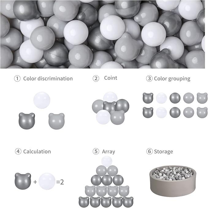 GOGOSO Bear Ball Pit Balls Shapes BPA Free Plastic Play Balls Crush Proof Kids Toddlers Baby Pastel Pelotas Toy Shaped Giant Friendship Bracelet