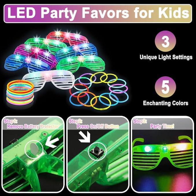 325 Pcs Glow in the Dark Party Supplies,Light Up Party Favors With 300 Pcs Glow Sticks Bracelets & 25 Pcs LED Glasses,Neon Party Favors for Glow Party Wedding Concert Halloween Raves Birthday