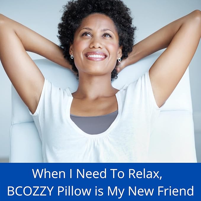 BCOZZY Neck Brace Pillow - Patented Relief for Neck Pain and Supportive Sleep-Soft, Washable, and Adjustable for Comfortable Resting. Black
