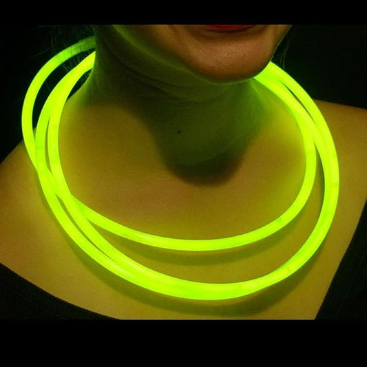 Glow Sticks Bulk Wholesale Necklaces, 100 22” Yellow Glow Necklaces. Bright Color, Glow 8-12 Hrs, Connector Pre-Attached, Sturdy Packaging, GlowWithUs Brand