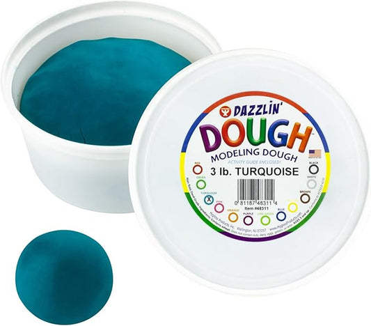 Hygloss Play Modeling Dough - Turquoise Dough Unscented - Safe & Non-Toxic for Kids Arts & Crafts - Party Favors - Classroom Supplies - 3lb