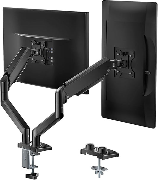 WALI Dual Monitor Stand for 17-32 inch Computer Screens, Dual Monitor Arms for 2 Monitors Holds up to 22 lbs, Height Adjustable Gas Spring Dual Monitors Mount, VESA 75x75/100x100mm (GSMP002N), Black