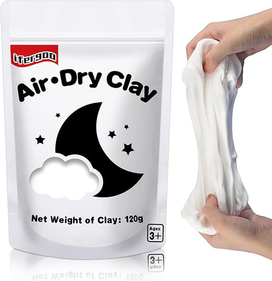 ifergoo White Air Dry Clay, Modeling Clay for School Art & Craft Project. Refill White Clay for Kids Age 3-12, Boys and Girls Gift