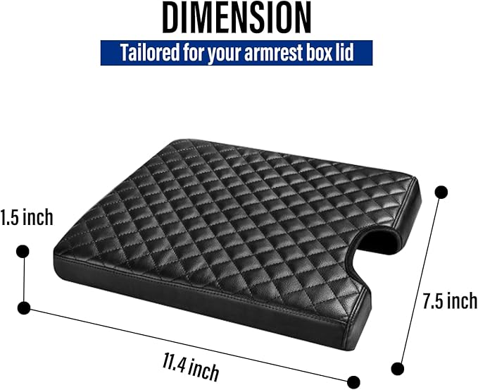 Center Console Cover for Ford F150 2015-2022, F250 F350 F450 F550 2017-2022, PU Leather Car Interior Accessories, Armrest Cover Middle Console Box Lid Protector Pad (40/20/40 Jump Seat Only), Black