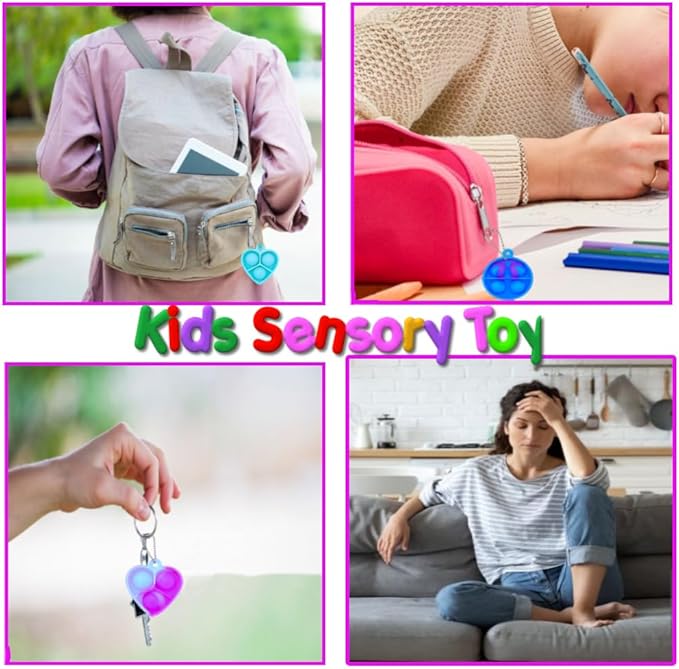 24 Packs Valentines Day Cards for Kids, Heart Pop Valentines Fidget Toys Bulk Stress Relief Fidget Toys for Kids Valentine's Party Favors School Classroom Exchange Gifts，Valentine's Day Gift