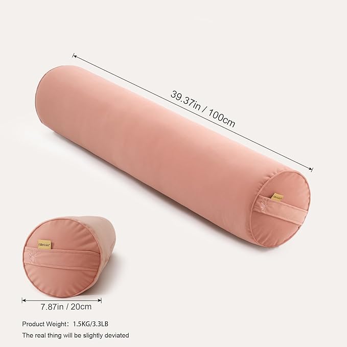 Body Pillow for Adults – Long Bolster Pillow for Bed, Round Cuddle Pillow, Full Support for Side Sleepers,39.37 x 7.87 Inches,Blush Pink