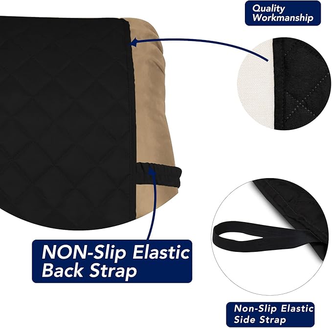 PureFit Reversible Quilted Sofa Cover, Water Resistant Slipcover Furniture Protector, Washable Couch Cover with Non Slip and Elastic Straps for Kids, Dogs, Pets (Small Recliner, Black/Black)