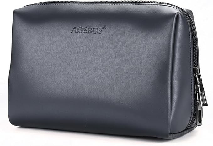 Aosbos Makeup Bag Travel Size Cosmetic Bag Zipper Makeup Pouch for Women Travel Essentials Cosmetic Pouch Makeup Organizer Purse, Blue Black
