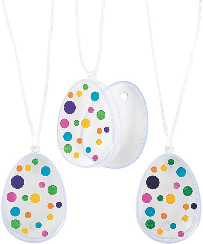 Fun Express EASTER EGG PLASTIC CONTAINER NECKLACE - Jewelry - 12 Pieces