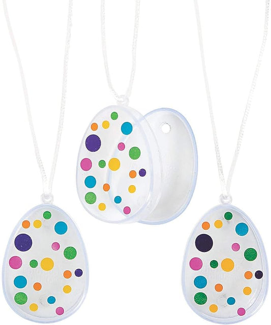 Fun Express EASTER EGG PLASTIC CONTAINER NECKLACE - Jewelry - 12 Pieces