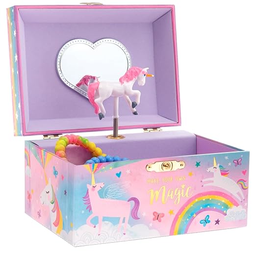 Jewelkeeper Jewelry Box for Girls, Cotton Candy Unicorn Musical Jewelry Boxes, The Beautiful Dreamer Tune and Spinning Unicorn Doll, Toys for Girls