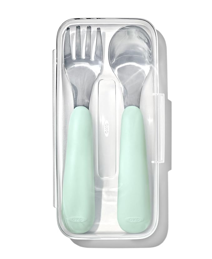 OXO Tot On-The-Go Fork and Spoon Set - Opal