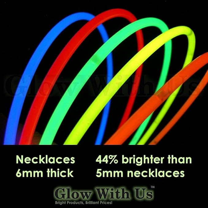 200 Glow Sticks Bulk Wholesale Necklaces, 22” Glow Stick Necklaces! Bright Colors Glow 8-12 Hr, Connector Pre-attached(handy), Glow-in-the-dark Party Supplies, GlowWithUs Brand