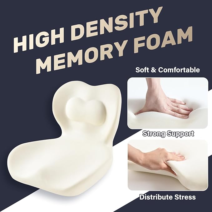 Coverado Car Seat Cushion and Lumbar Support Pillow One Piece, Memory Foam Ergonomic Back Support Driving Seat Cushion for Back Pain, Non-Slip Washable Cushion for Car, Driver, Office