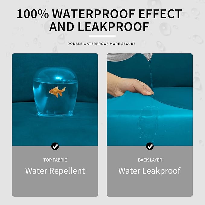 Easy-Going 100% Dual Waterproof Chair Cover Stretch Soft Couch Cover for Dogs, Sofa Slipcover for 1 Separate Cushion Couch Leakproof Furniture Protector for Kids, Pets Peacock Blue