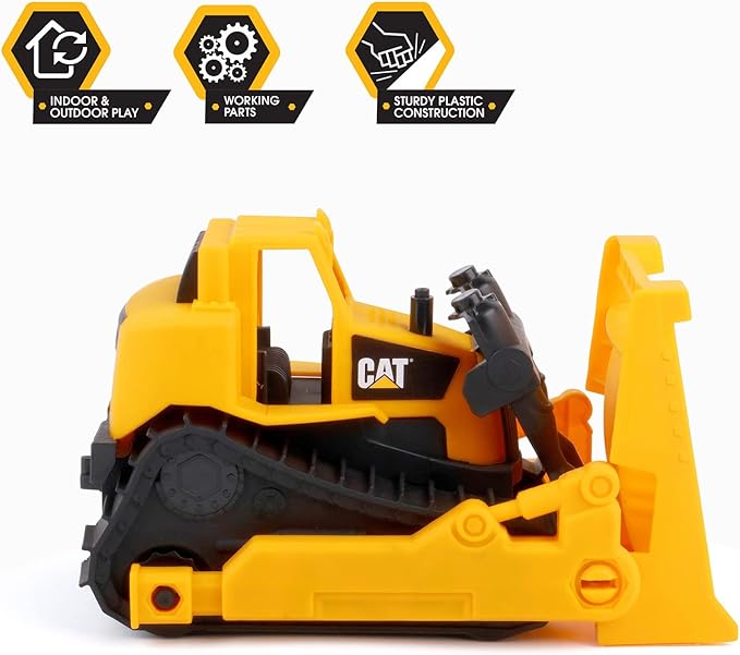 CAT Construction Toys CAT Construction Fleet 10" Bulldozer Toy - Sturdy Plastic Construction & Real Working Parts - Perfect Indoor & Outdoor Toys for 3-Year-Old Boys & Girls