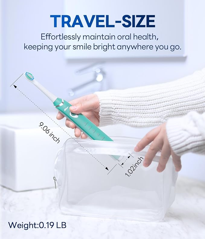 Bymore Electric Toothbrush for Adults,Kids Electric Toothbrush,Travel Sonic Kids Toothbrush with 8 Replacement Heads,Ultra Soft Rechargeable Toothbrush-Blue