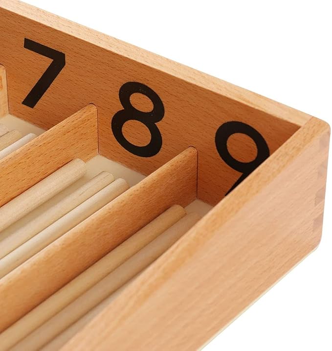 Kghios Montessori Spindle Box with 45 Spindles Montessori Math Toys Material for Toddlers Kids 3 Years Old