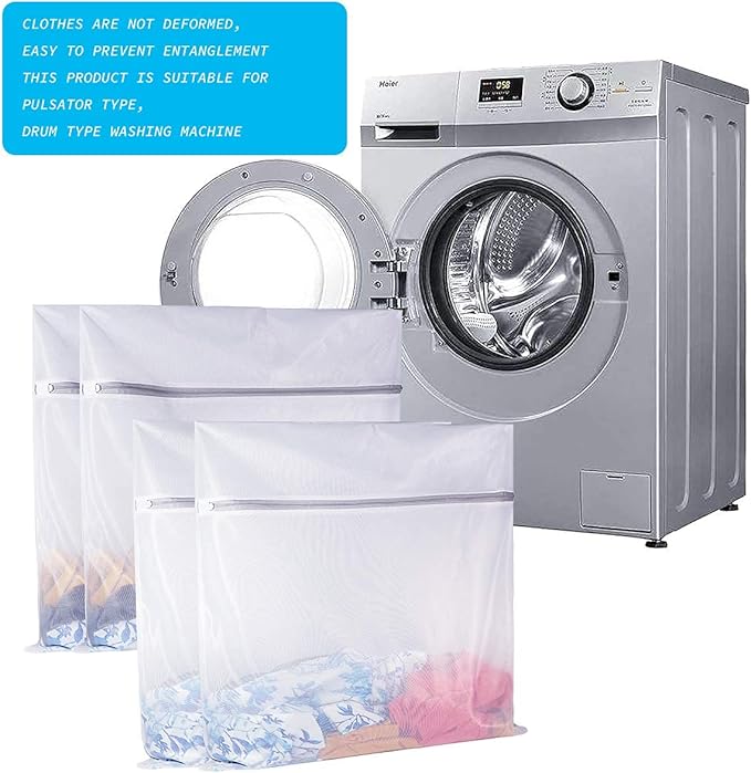 SUERIV Laundry Mesh Bag-Heavy Duty Mesh Laundry Bags,Laundry Bags Mesh Wash Bag for Washing Machine-Supper Zipper Net Laundry Bag for Travel,Lingerie,Sweater,Garment,Undergarment 4（24Inch×24Inch）