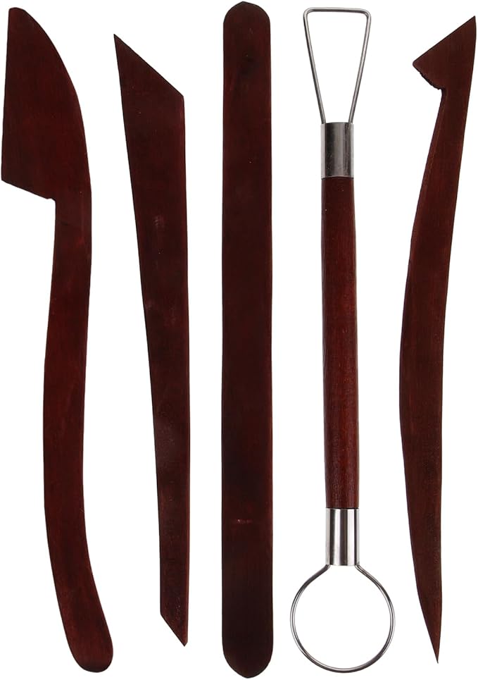 EXCEART 5pcs Ceramics Tools Pottery Kit Kids Tools Wood Tools Wood Carving Tools Wooden Pottery Tools Wooden Carving Kit Wooden Sculpting Tools Clay Modeling Bamboo Child