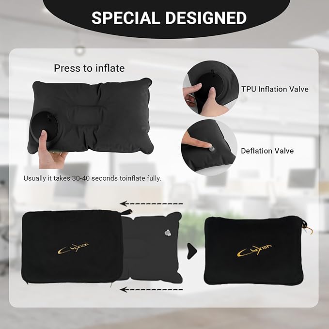 CLEXION Travel Blanket & Pillow Set, 300 GSM Soft Fleece, 60x43 Inches, 3-in-1 Airplane Blanket, Travel Pillow and Blanket Set, Travel Blanket Airplane Compact with Bag, Travel Essentials, Black