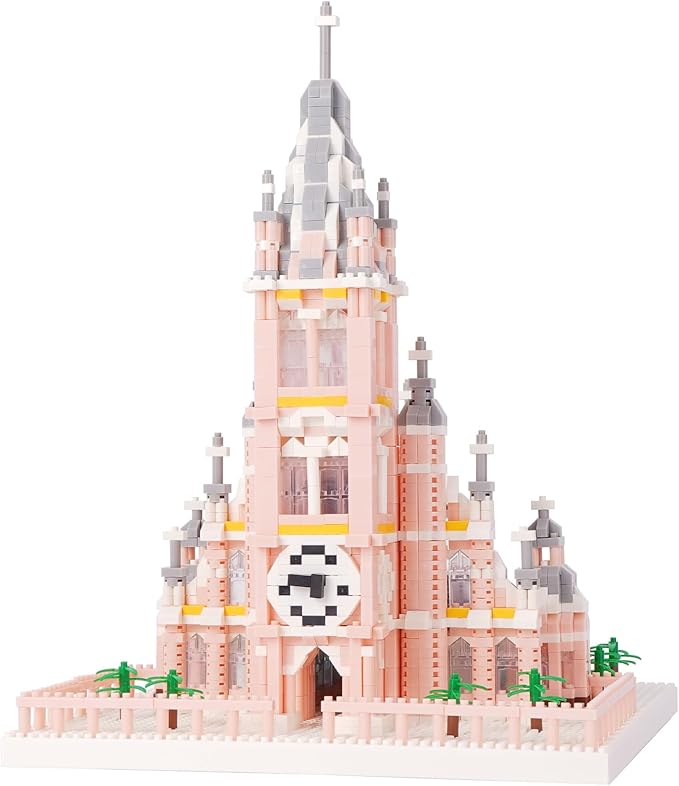 Micro Mini Building Blocks Pink Church Model Building Set Famous Architecture Model Building Kit
