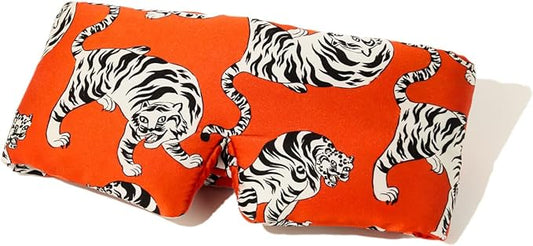 Glow People Silk Sleep Mask – 100% Mulberry Silk Eye Mask for Sleeping, Total Blackout, Cloud-Soft and Adjustable for Beauty Sleep and Travel - Red Tiger