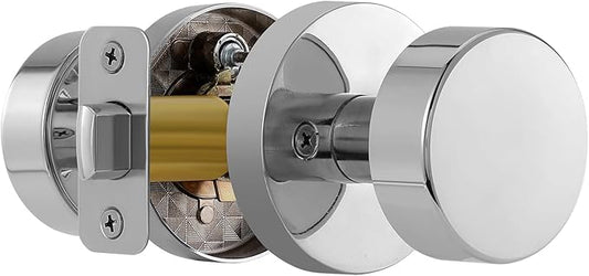 Passage Door Knobs Interior, Polished Chrome Door Knob for Closet, Modern Round Passage Door Handles for Hallway