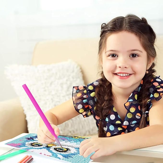 FQOVKYN 4 Packs 5D Cartoon Diamond Art Kits for Kids, Cute Animals DIY Diamond Arts Mosaic Kits for Adults Beginner, Full Round Drill Gem Art for Home Wall Decor Kids Present 6X6 inch