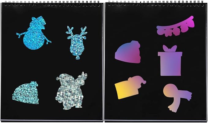 JOYIN Christmas 20 Pcs Make-a-face Stickers, 10 Pcs Coloring Book, 10 Pcs Rainbow Color Scratch, Christmas Art & Craf Kit Combo Set for Kids Girls and Boys, Holiday Presents and Party Favors