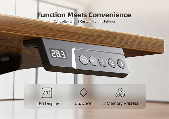 YDN Electric Standing Desk Adjustable Height, 40 x 24 Inches Stand up Desk with Cable Management, Home Office Desks with Splice Board & Black Frame, Rustic Brown Top