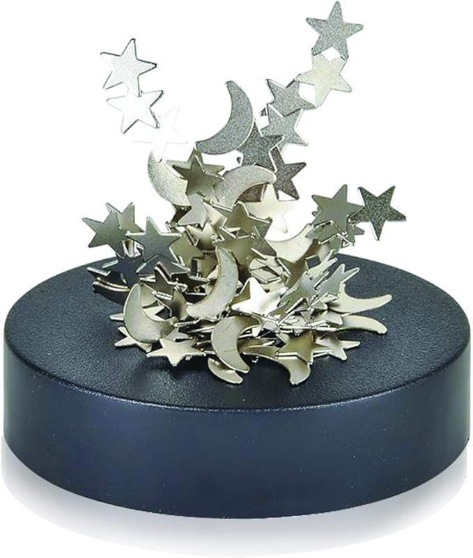 ArtCreativity Magnetic Moons & Stars Sculpture (Set of 2) Fun Office Desk Accessories, Stress-Relief Magnet Fidget Toys for Adults, Stocking Stuffers and Educational Development Toys for Kids