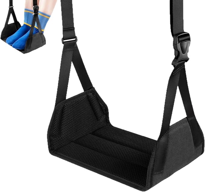 Tuygn 2-Pack Airplane Travel Footrest Hammock Perfect Airplane Foot Hammock for Aircraft Chairs Telecommute Conditions Thin Travel Stool for Office