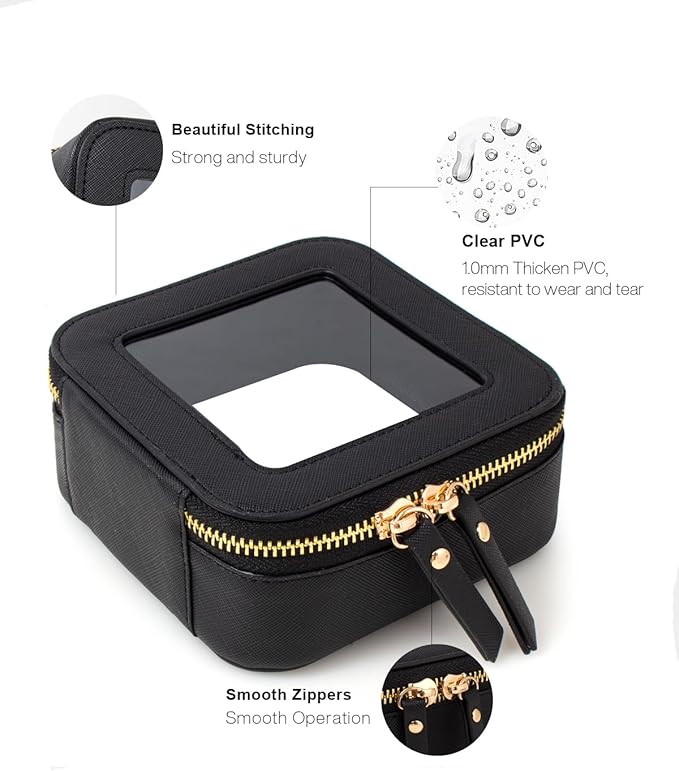 FFpaw Travel Clear Makeup Bag Set, TSA Approved Cosmetic Bag Case with Zipper Portable Makeup Pouch Toiletry Bag Women Traveling Cosmetic Organizer Storage Bag Car Organizer Car Essentials for Women