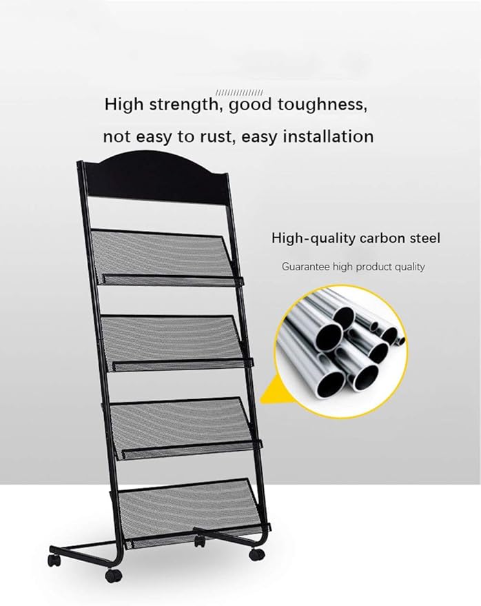 Iron Simple Floor-Standing Magazine Display Rack - Black