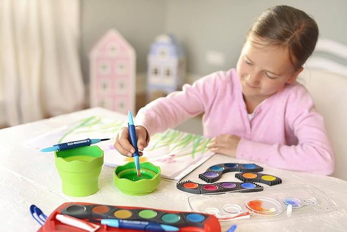 Faber-Castell Connector Watercolor Paint Set for Kids - 12 Watercolor Paint Colors, Watercolors for Kids Ages 6-8+, Multicolor