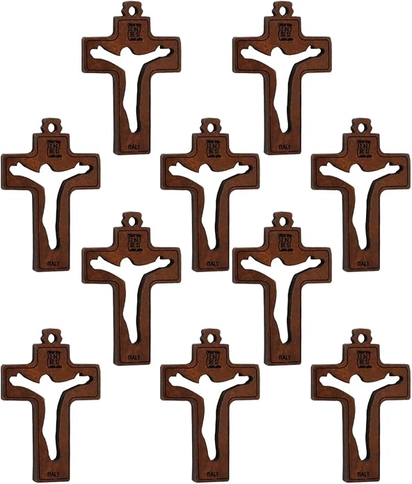 COTTVOTT Wooden Christian Jesus Cross/Orthodox Crucifix Charms Pendants for Rosary Necklace, DIY Jewelry Making Accessories Parts