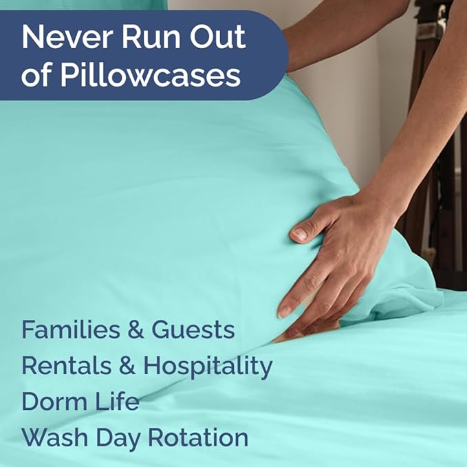 King Pillow Cases Set of 6 - Ultra Soft Hotel Quality Pillowcase Covers - Comfy & Wrinkle Free - Shrink, Stain & Fade Resistant - Easy-Care, Machine Washable Pillow Protectors - 6 Piece Set - Spa Blue