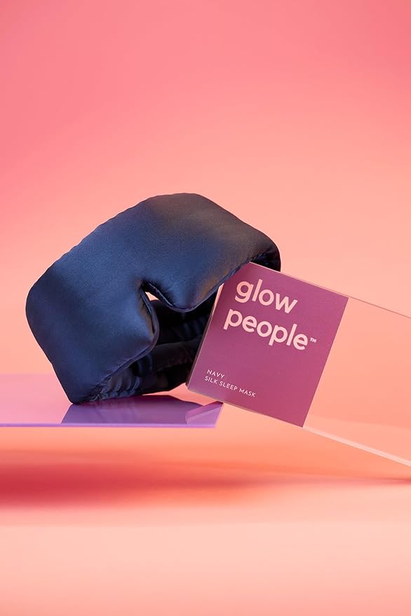 Glow People Silk Sleep Mask – 100% Mulberry Silk Eye Mask for Sleeping, Total Blackout, Cloud-Soft and Adjustable for Beauty Sleep and Travel - Navy