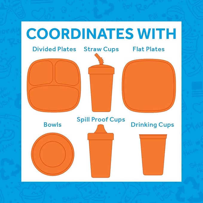 Re-Play Made in USA Toddler Forks and Spoons, Pack of 8 With Carrying Case - 4 Kids Forks with Rounded Tips and 4 Deep Scoop Toddler Spoons - 0.2" Thick Toddler Utensils with Case, Surf