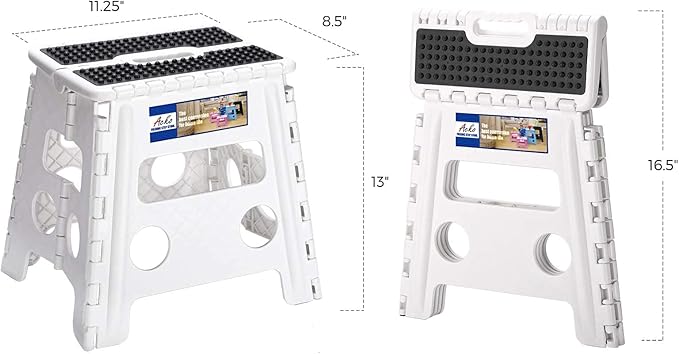 ACKO 10pack Folding Step Stool - 13" Height Premium Heavy Duty Step Stools for Adults and Kids, Upgrade Step Stool Kitchen Garden Bathroom Stepping Stool (White)