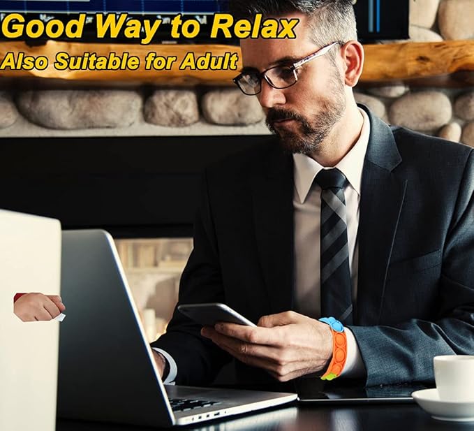 15 PCS Push Pop Bracelet, Party Favor for Kid,Pop Fidget Toys Pack, Fidget Stress Relief Bracelet for Girls Boys Students