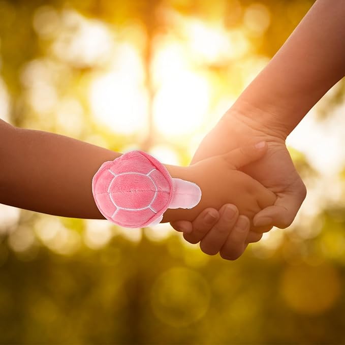 Gadpiparty Animal Slap Bracelets Turtle Snap Bands Stuffed Animals Huggers Plush Hug Slap Wristband Animal Slap for Kids Party Favors Supplies Pink