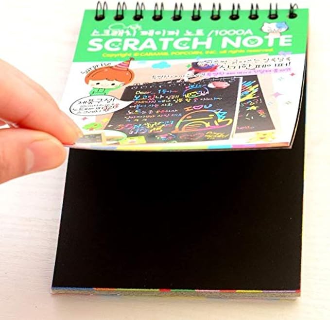 Kidivo Small Size Kid's Rainbow Scratch Book Magic Doodle Scratch Art Activity 2 Notebooks Or Note Pad of 8 Pages with One Stick for Arts and Crafts Kids (Small Size) Pack of 2 Multicolor