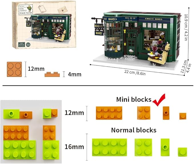 Post Shop Building Block Set,Handmade Mini Modern Model House for Lover Friend Gift Building Block Model for Kids Adults Boys Girls Age 8+，1420pcs