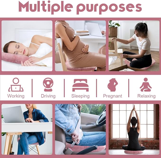 Stuffed Donut Pillow Seat Cushion | for Tailbone and Coccyx Pain, Hemorrhoids, Bed Sores, Pregnancy, Prostate, Surgery Recovery, Sitting Pressure Relief, for Home, Office and Car (Dusty Pink)